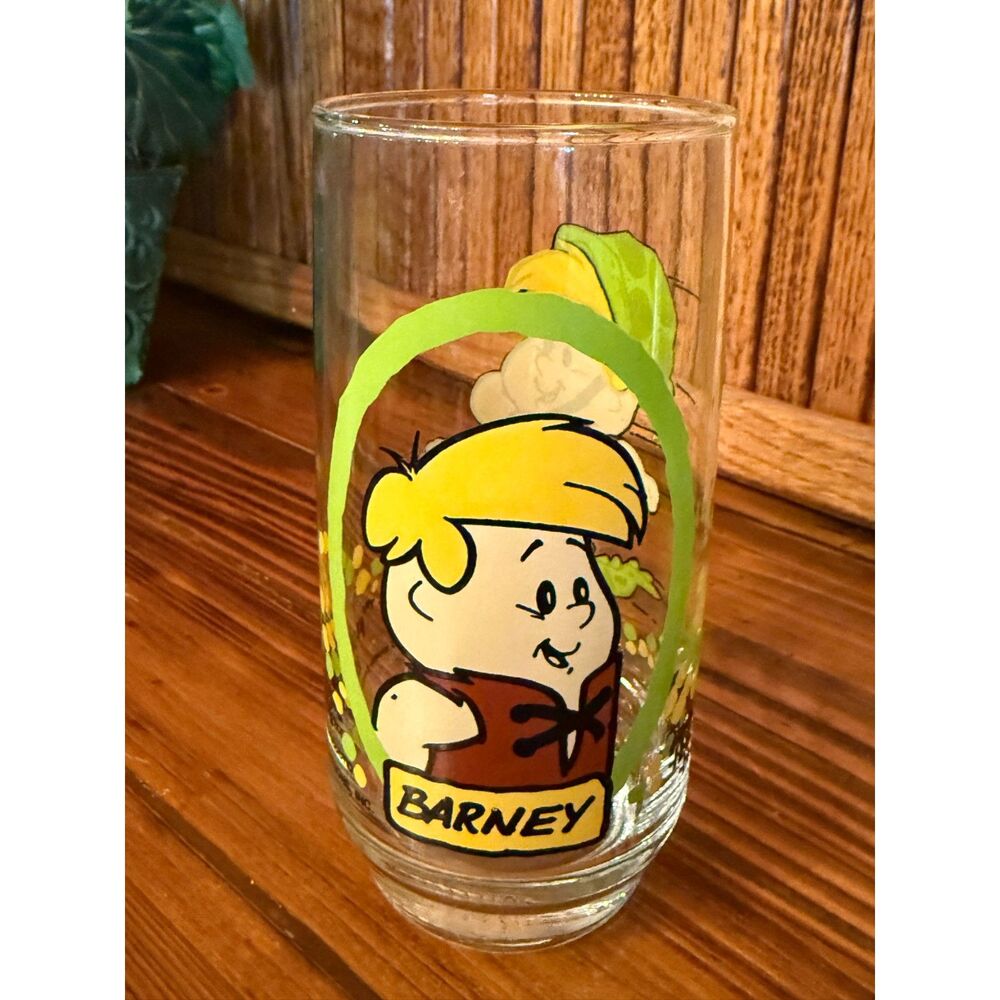 1986 Pizza Hut Flintstone Kids Barney Rubble Collector Glass Hanna Barbera